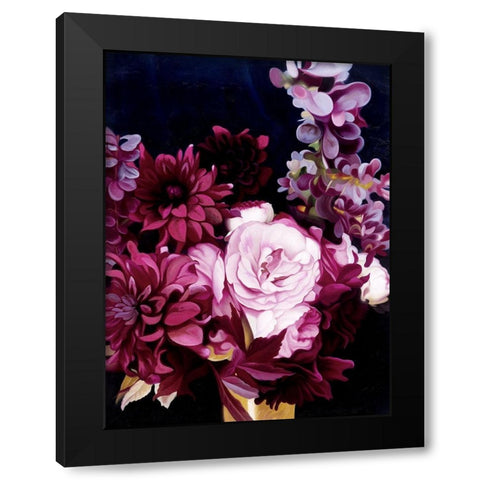 Midnight Blooms Black Modern Wood Framed Art Print with Double Matting by Urban Road