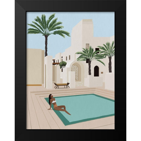 Poolside Paige Black Modern Wood Framed Art Print by Urban Road