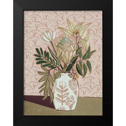 Protea Posy Black Modern Wood Framed Art Print by Urban Road