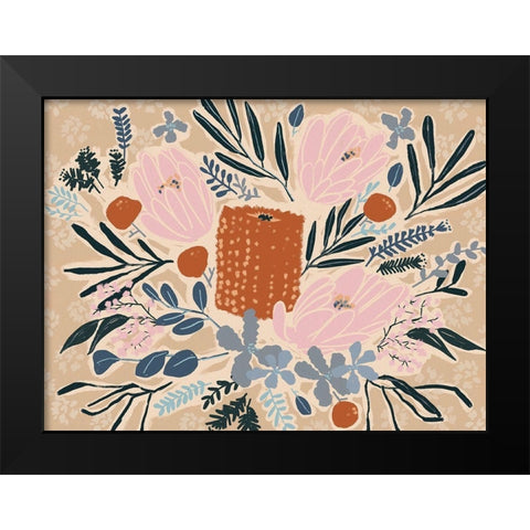 Flowers in Your Hair Black Modern Wood Framed Art Print by Urban Road