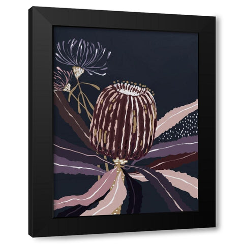 Blackberry Banksia Black Modern Wood Framed Art Print with Double Matting by Urban Road