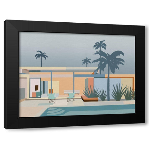 Serenity Street Black Modern Wood Framed Art Print with Double Matting by Urban Road