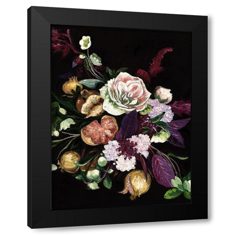 Fruit and Flowers Black Modern Wood Framed Art Print with Double Matting by Urban Road