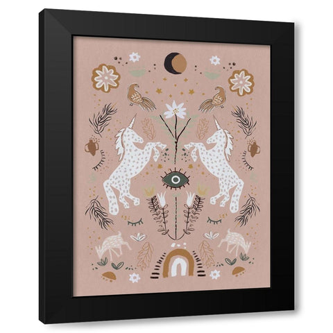 Unicorn Dreaming Black Modern Wood Framed Art Print with Double Matting by Urban Road