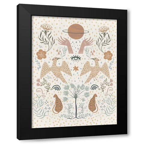 Cosmic Creatures Black Modern Wood Framed Art Print with Double Matting by Urban Road