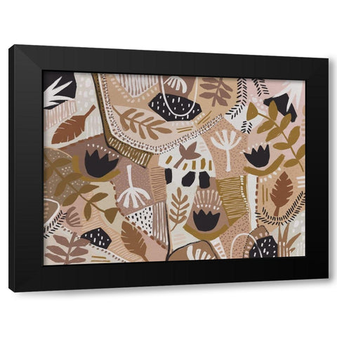 Patchwork Proteas Black Modern Wood Framed Art Print by Urban Road