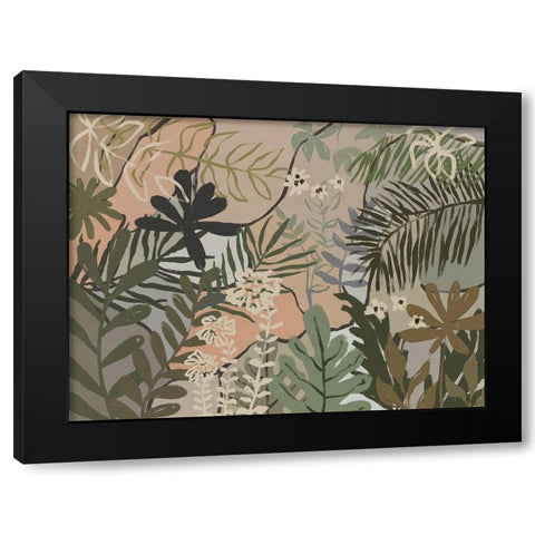 Jungle Florals Black Modern Wood Framed Art Print by Urban Road