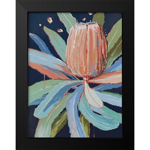 Coral Banksia Black Modern Wood Framed Art Print by Urban Road