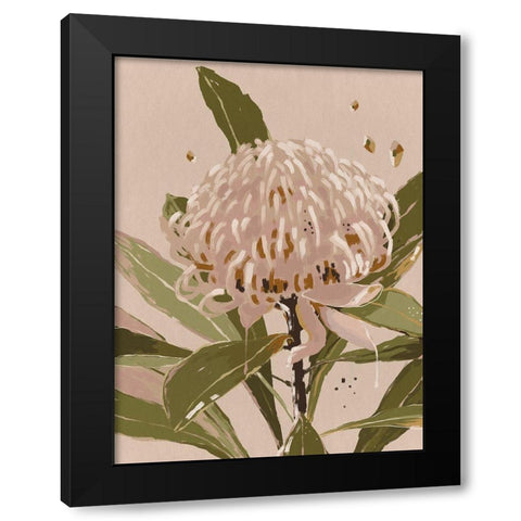 Neutral Waratah Black Modern Wood Framed Art Print with Double Matting by Urban Road