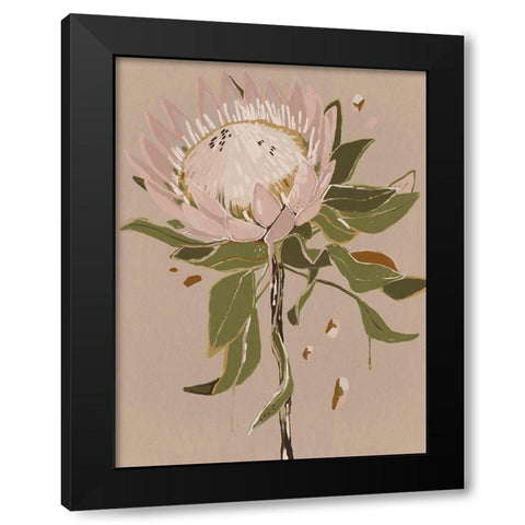 Neutral Protea Black Modern Wood Framed Art Print with Double Matting by Urban Road