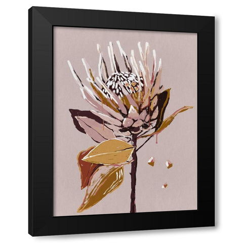 Blush Protea Black Modern Wood Framed Art Print with Double Matting by Urban Road