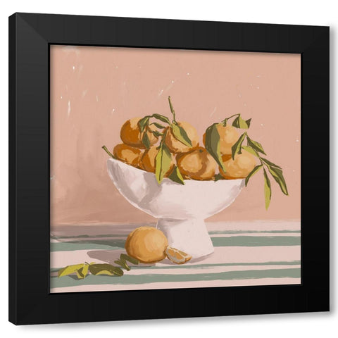 Bowl of Oranges Black Modern Wood Framed Art Print with Double Matting by Urban Road