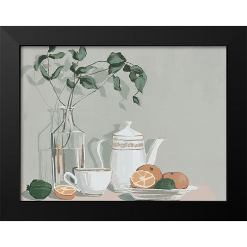 Mint, Lime And Oranges Black Modern Wood Framed Art Print by Urban Road