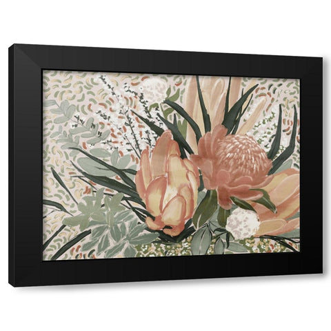 Floral Blush II Black Modern Wood Framed Art Print by Urban Road