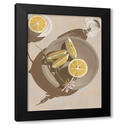 Lemon Yellow Black Modern Wood Framed Art Print with Double Matting by Urban Road