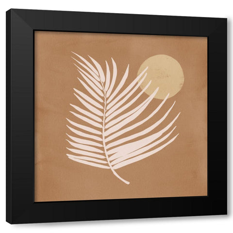 Sunrise Palm Bronze Black Modern Wood Framed Art Print with Double Matting by Urban Road