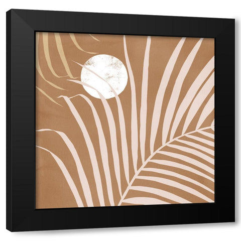 Sunset Palm Bronze Black Modern Wood Framed Art Print with Double Matting by Urban Road