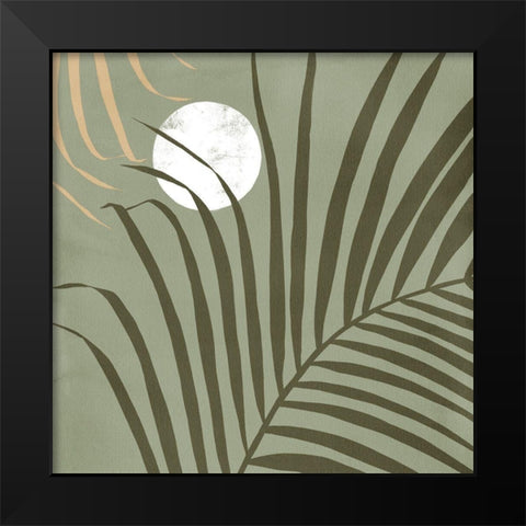 Sunset Palm Green Black Modern Wood Framed Art Print by Urban Road