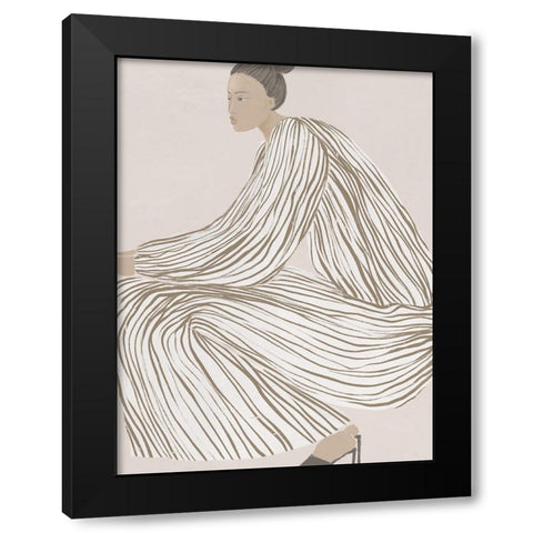 Delilah Dazzling Black Modern Wood Framed Art Print with Double Matting by Urban Road
