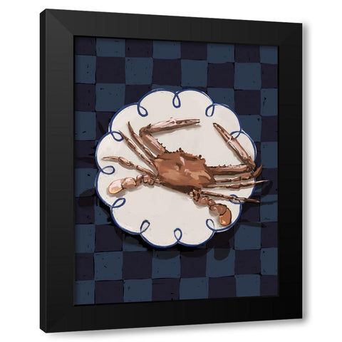 Crustacean Deep Blue Black Modern Wood Framed Art Print by Urban Road