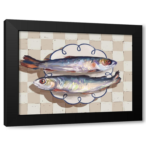 Catch of the Day Blue Black Modern Wood Framed Art Print by Urban Road