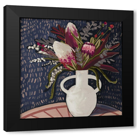 Blushing Blooms Black Modern Wood Framed Art Print by Urban Road