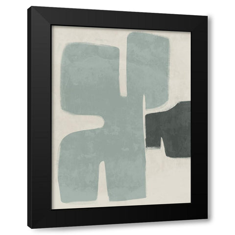 Poised Light Teal Black Modern Wood Framed Art Print with Double Matting by Urban Road