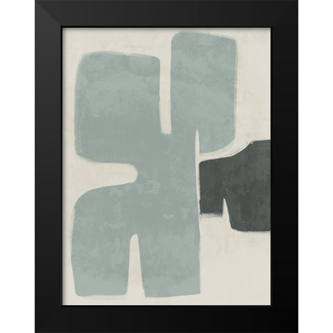 Poised Light Teal Black Modern Wood Framed Art Print by Urban Road