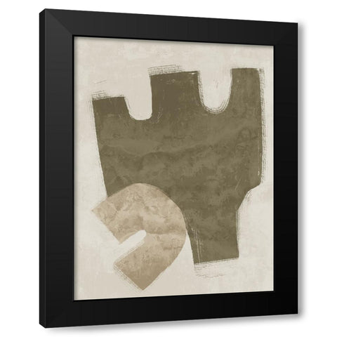 Amity Khaki Green Black Modern Wood Framed Art Print with Double Matting by Urban Road