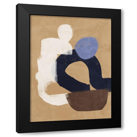 At Ease Blue Black Modern Wood Framed Art Print with Double Matting by Urban Road