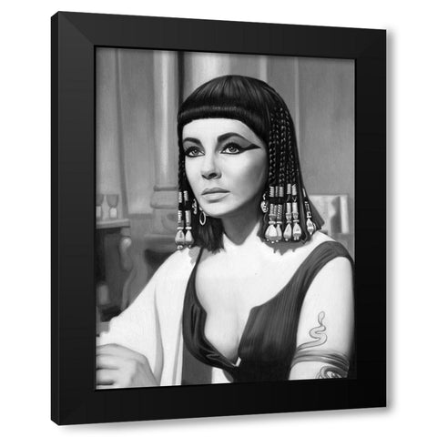 Cleopatra Mono Poster Black Modern Wood Framed Art Print by Urban Road