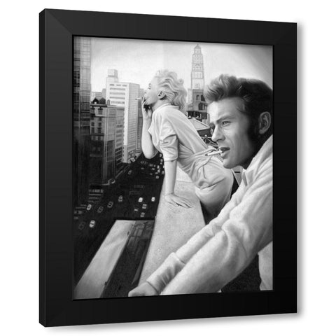 James and Marilyn Mono Poster Black Modern Wood Framed Art Print with Double Matting by Urban Road