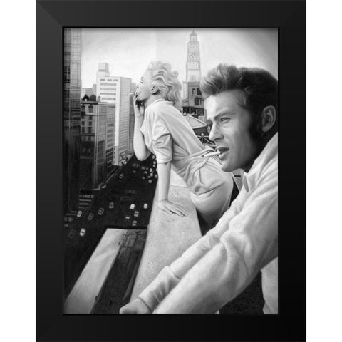 James and Marilyn Mono Poster Black Modern Wood Framed Art Print by Urban Road