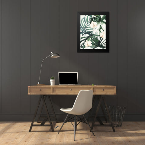 Tropical Leaves Green I Poster Black Modern Wood Framed Art Print by Urban Road