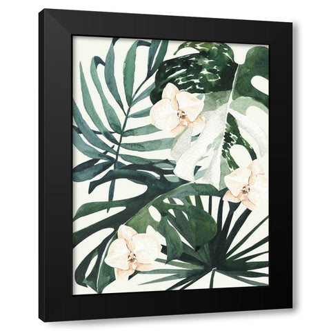 Tropical Leaves Green I Poster Black Modern Wood Framed Art Print by Urban Road