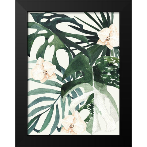 Tropical Leaves Green II Poster Black Modern Wood Framed Art Print by Urban Road
