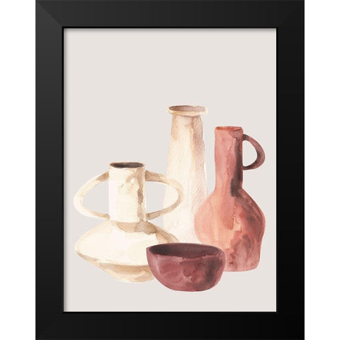 Ceramic Pots II Poster Black Modern Wood Framed Art Print by Urban Road