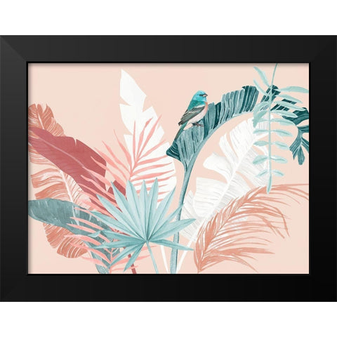 Peach Palms Poster Black Modern Wood Framed Art Print by Urban Road