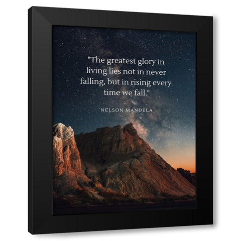 Nelson Mandela Quote: Rising Every Time Black Modern Wood Framed Art Print by ArtsyQuotes