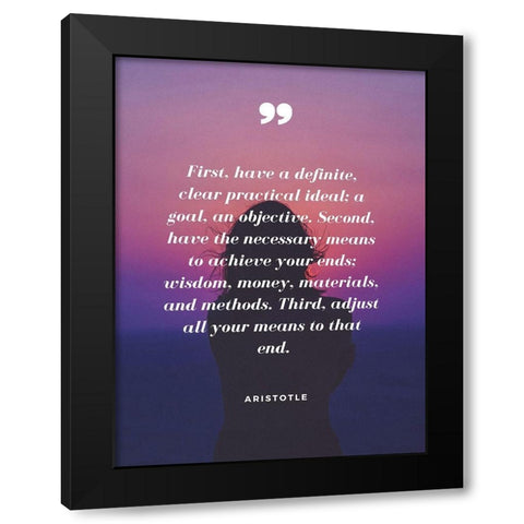 Aristotle Quote: Clear Practical Idea Black Modern Wood Framed Art Print by ArtsyQuotes