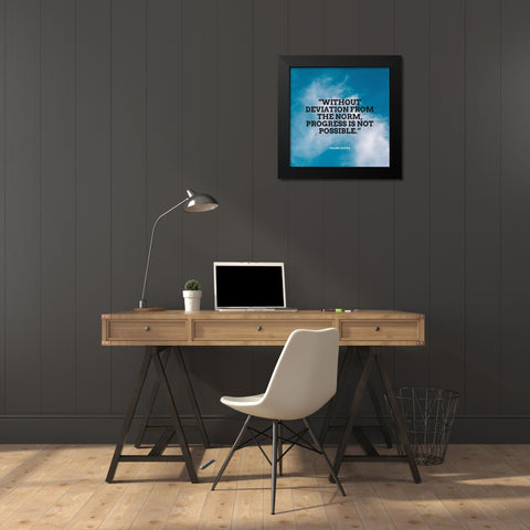 Frank Zappa Quote: Without Deviation Black Modern Wood Framed Art Print by ArtsyQuotes