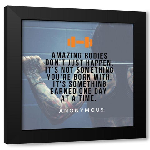 Artsy Quotes Quote: Earned One Day at a Time Black Modern Wood Framed Art Print by ArtsyQuotes