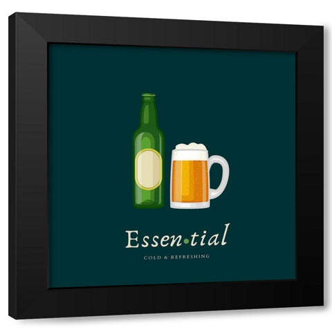 Artsy Quotes Quote: Essential Beer Black Modern Wood Framed Art Print with Double Matting by ArtsyQuotes