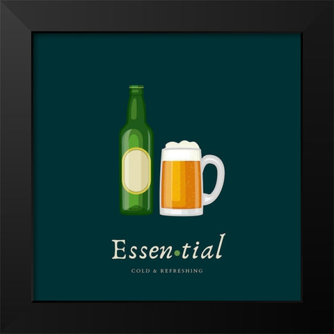 Artsy Quotes Quote: Essential Beer Black Modern Wood Framed Art Print by ArtsyQuotes