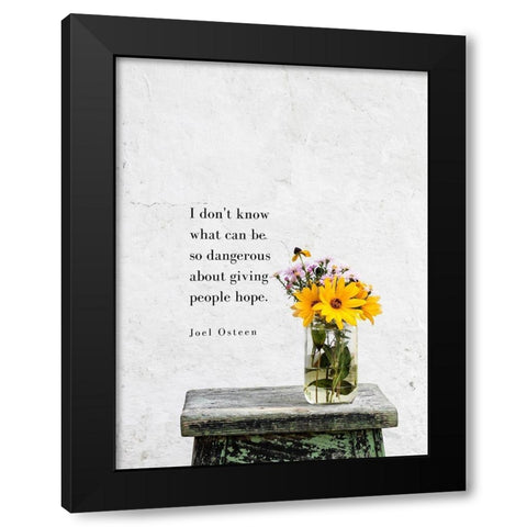 Joel Osteen Quote: Giving People Hope Black Modern Wood Framed Art Print with Double Matting by ArtsyQuotes