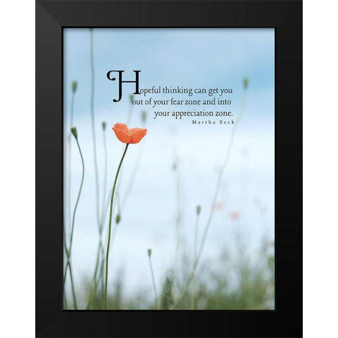 Martha Beck Quote: Hopeful Thinking Black Modern Wood Framed Art Print by ArtsyQuotes