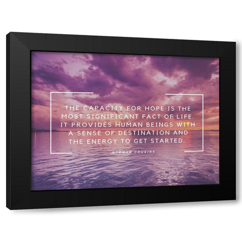 Norman Cousins Quote: Destination Black Modern Wood Framed Art Print by ArtsyQuotes