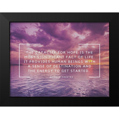 Norman Cousins Quote: Destination Black Modern Wood Framed Art Print by ArtsyQuotes