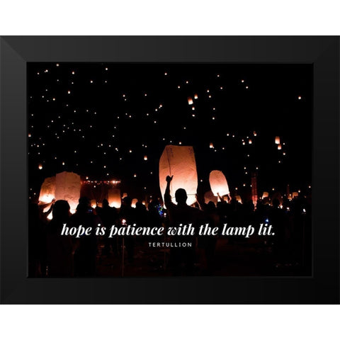 Tertullian Quote: Hope is Patience Black Modern Wood Framed Art Print by ArtsyQuotes