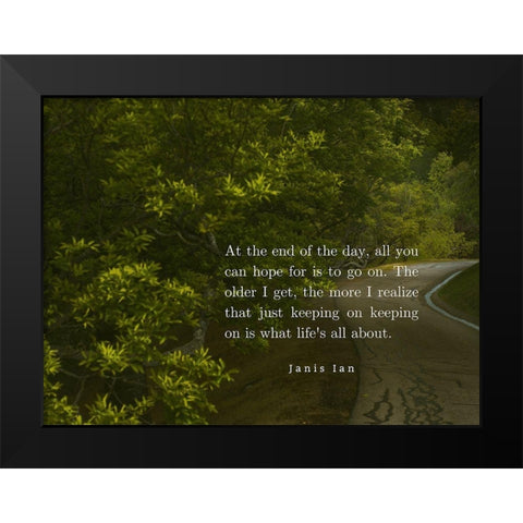 Janis Ian Quote: Keeping On Keeping On Black Modern Wood Framed Art Print by ArtsyQuotes